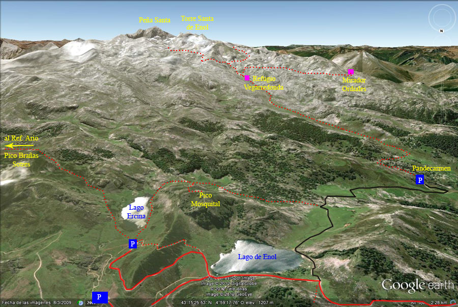 Plano de los Lagos de Covadonga, Picos de Europa, Asturias