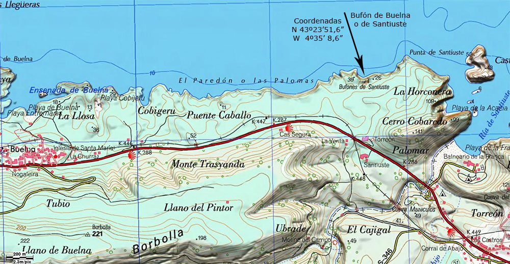 Plano Bufón de Buelna o de Santiuste, Asturias, Mar Cantábrico
