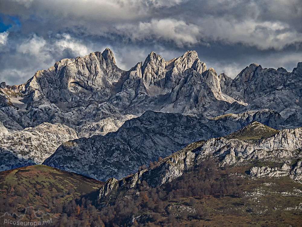 Foto:   Macizo Occidental de Picos de Europa desde Collada Llomena, Parque Natural de Ponga, Asturias