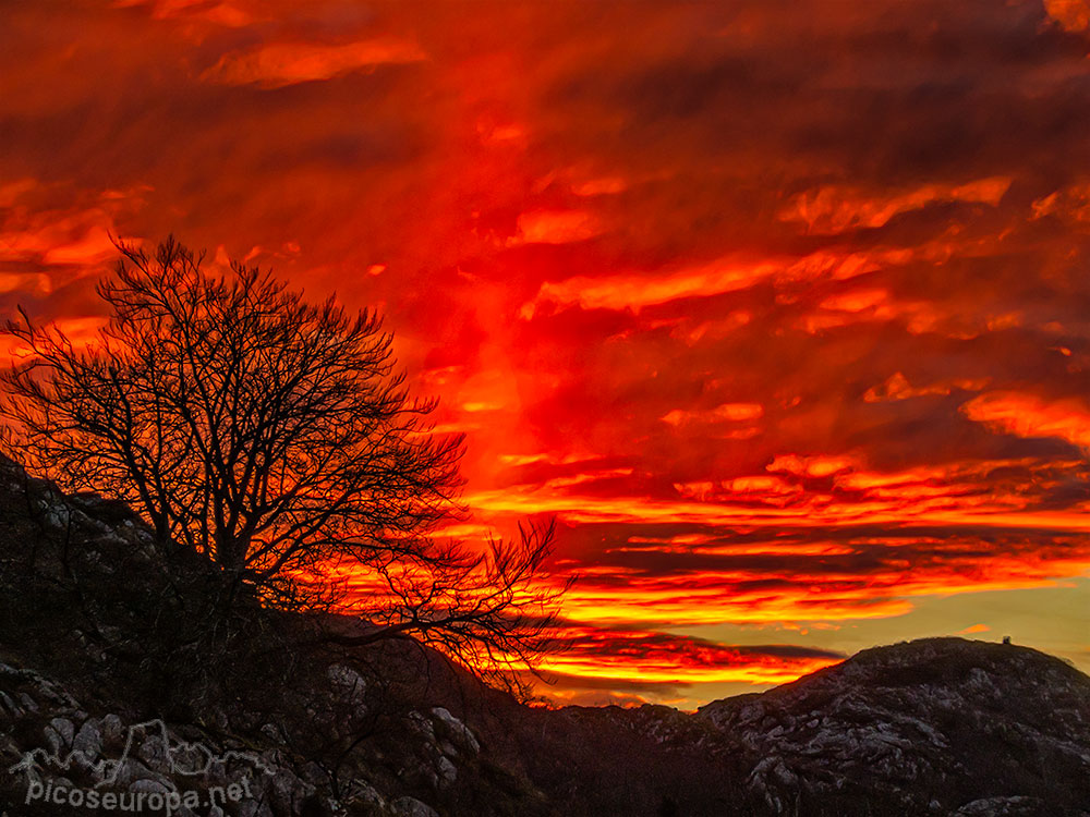 Foto: Puesta de sol desde los Lagos de Covadonga, Parque Nacional de Picos de Europa, Asturias