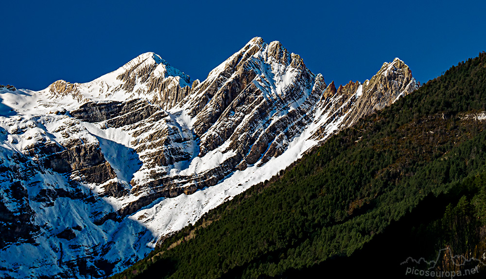 Foto: Al fondo Pico de Pineta y la Punta El Garién también llamada El Forcarral, Valle de Pineta, Pirineos de Huesca, Aragon, Parque Nacional Ordesa y Monte Perdido