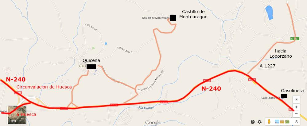 Plano de situación del Castillo de Montearagon, Huesca, Aragón