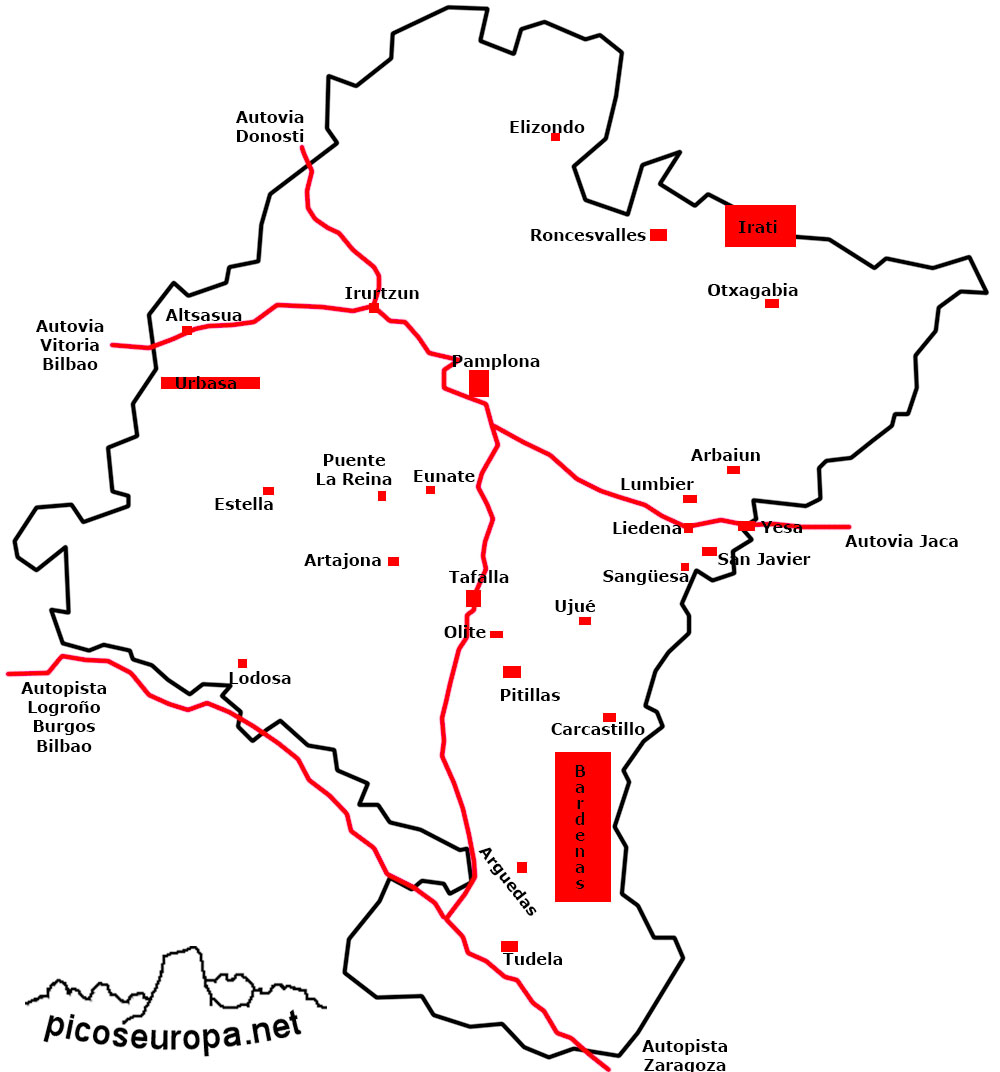 Mapa con ubicación de Puente La Reina en Navarra