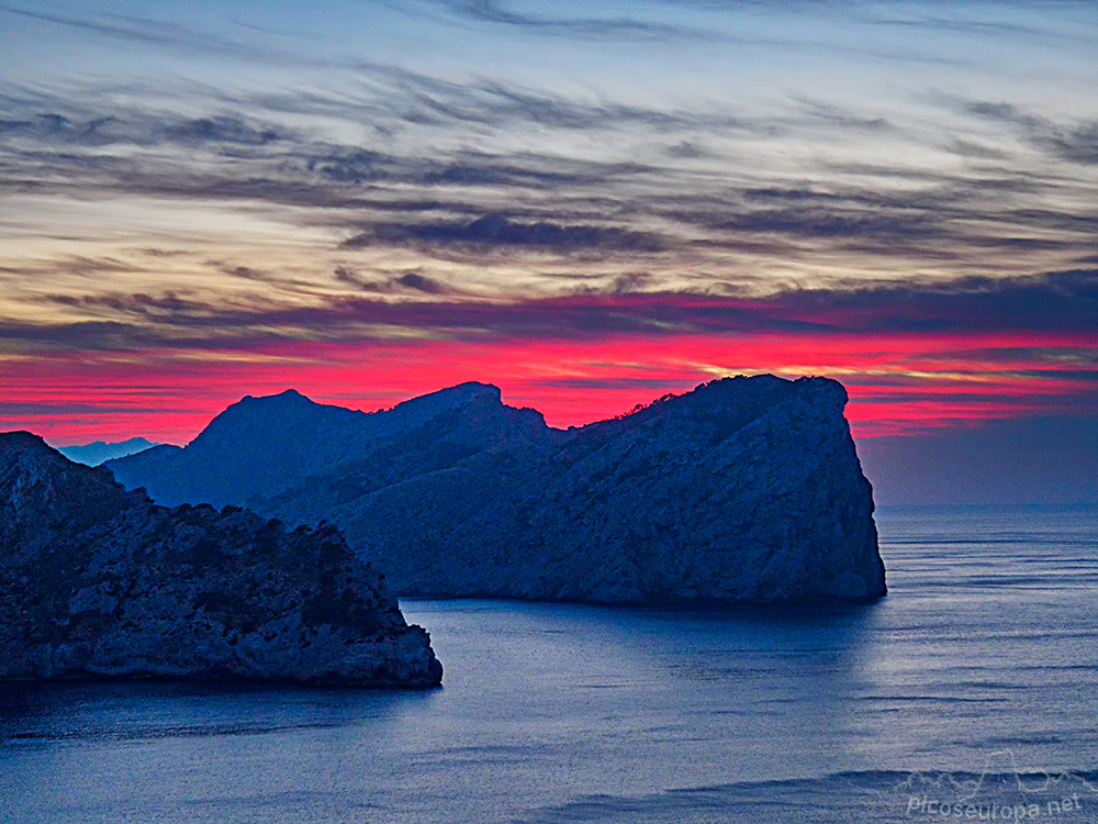 Puesta de sol desde Cabo Formentor, Mallorca, Islas Baleares.