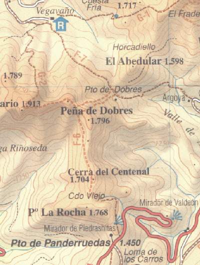 mapa del itinerario de Panderrureda a Dobres