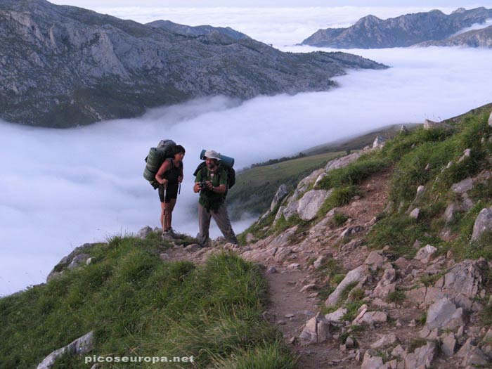 En el camino de bajada de la Vega de Urriellu al Collado de Pandebano