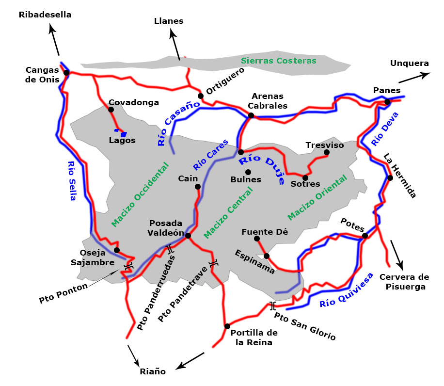 Sierras Costeras que separan la Costa Oriental de Asturias de los Picos de Europa