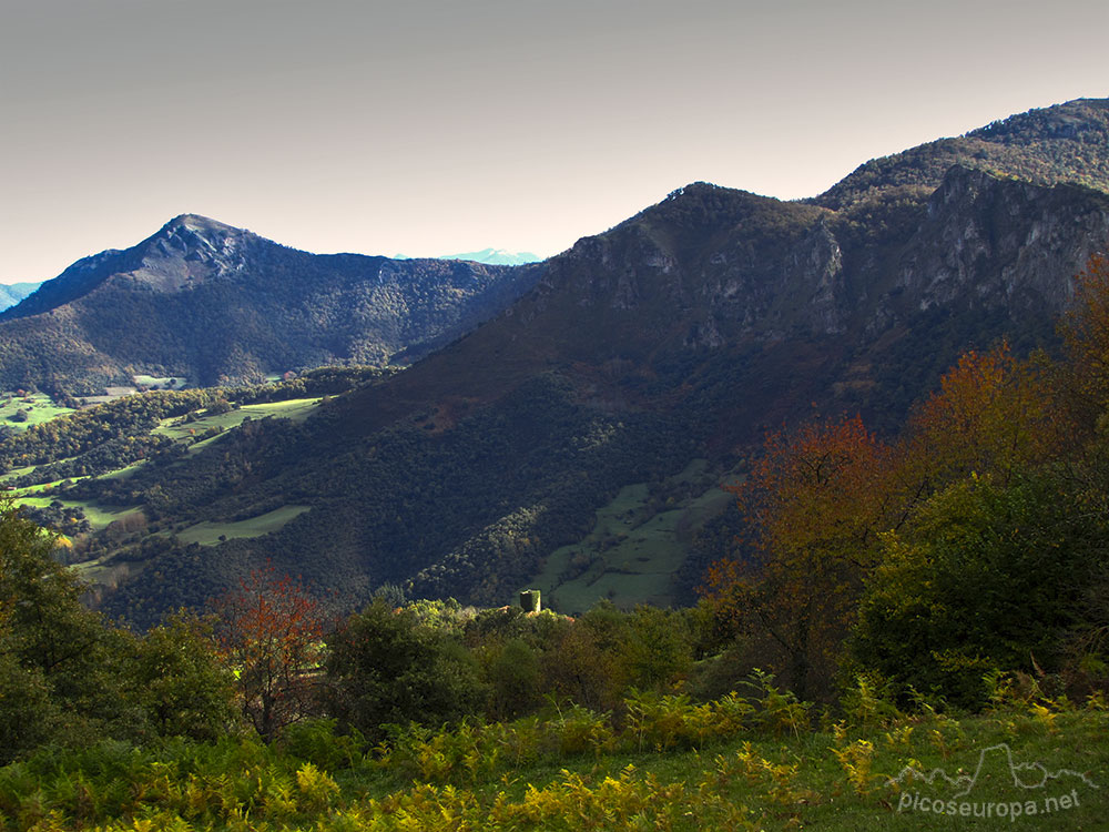 Vista de Mogrovejo desde la Ruta de Mogrovejo a Peña Oviedo, La Liebana, Cantabria, Picos de Europa, España