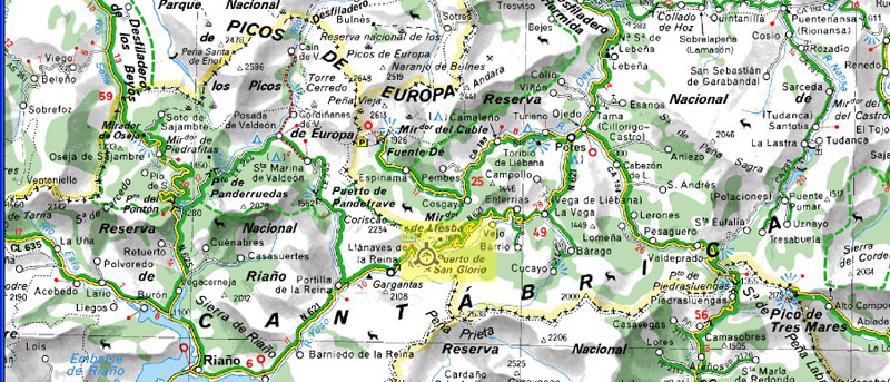Mapa foto panorámica desde el Collado de Llesba, Cantabria, España