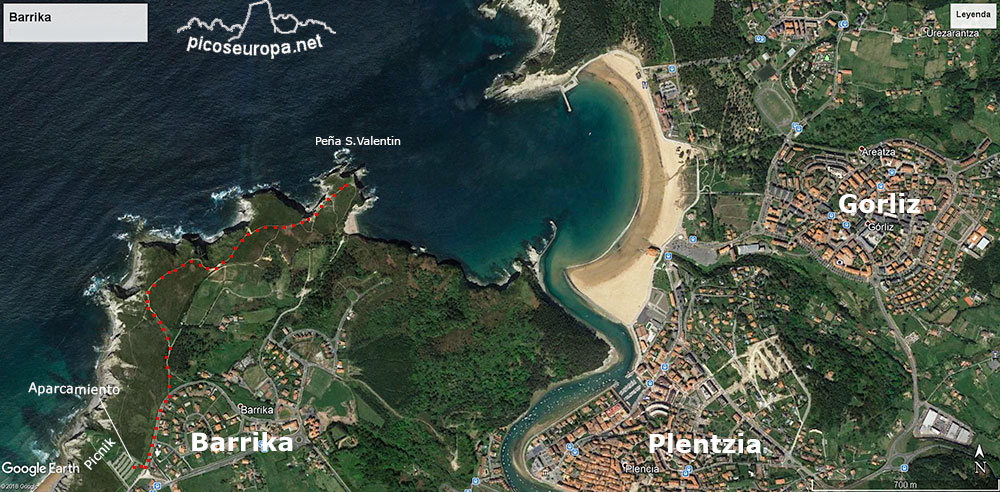 Mapa del paseo, Barrika, Mar Cant�brico, Bizkaia, Pais Vasco