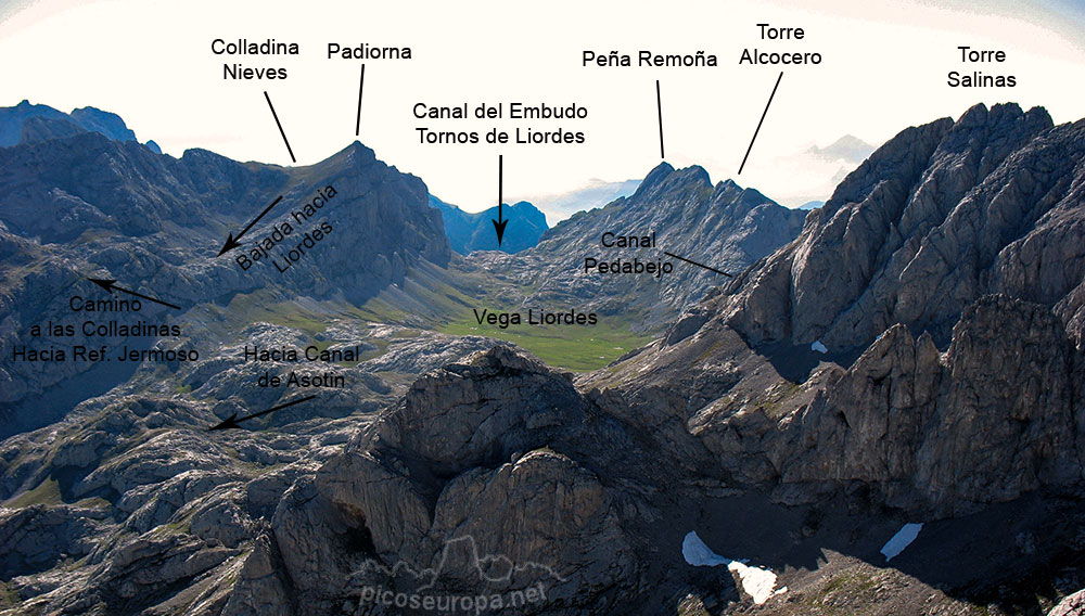 Foto: Vega de Liordes y algunas de las cumbres que la limitan desde la Torre del Friero, Picos de Europa