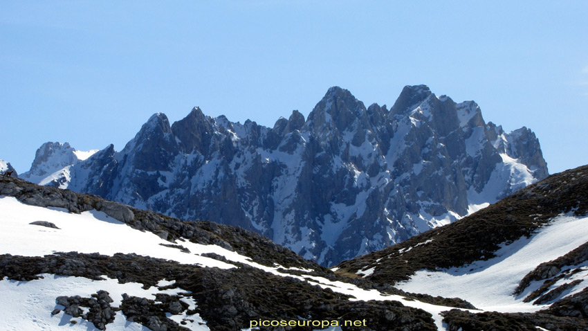 Macizo Central de Picos de Europa con el Pico Cabrones y Torre Cerredo desde las faldas del Jultayu