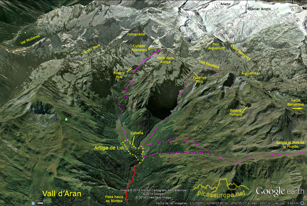 Plano de la Artiga de Lin, Vall d'Aran, Pirineos de Lleida