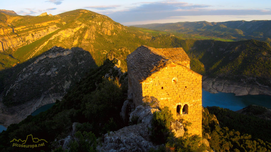 Ermita de Santa Quiteria, abajo el pantano de Canelles, Montfalco, Pre Pirineos de Huesca