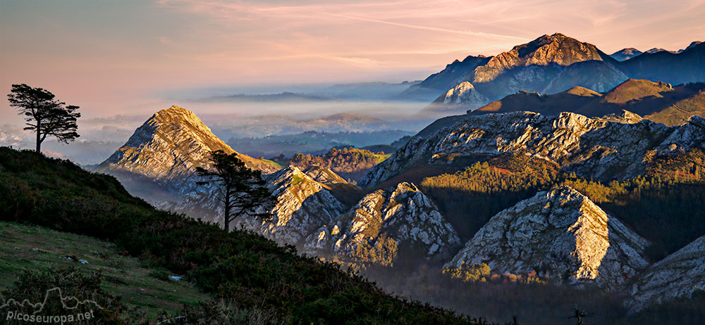 Foto: Atardecer desde el Mirador del Fito en Asturias.