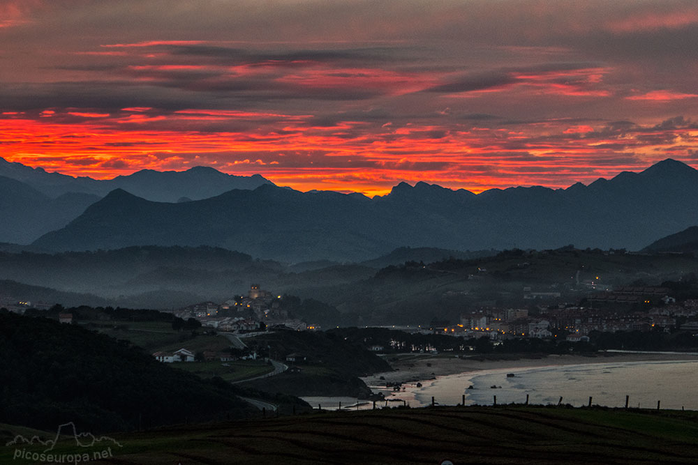 Puesta de sol desde Gerra, San Vicente de la Barquera, Cantabria, España