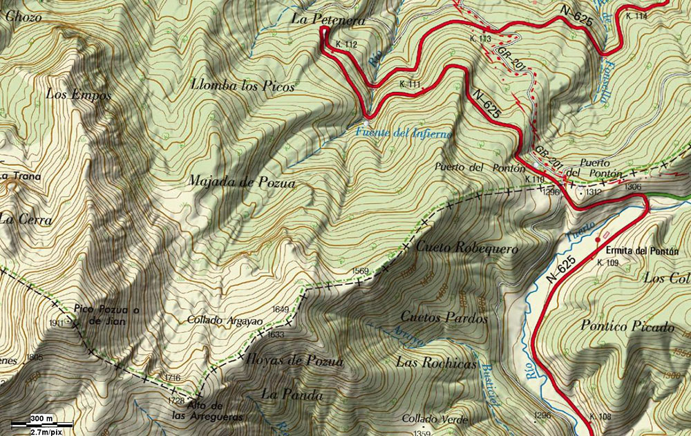 Mapa Pico Pozua, Cordillera Cantábrica, León, España