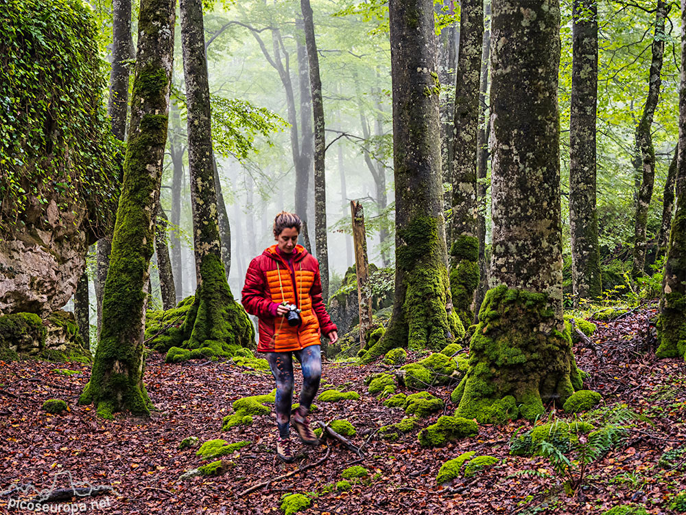 Con mi hija mayor, Maria Picallo, por el bosque de Urbasa, Navarra.