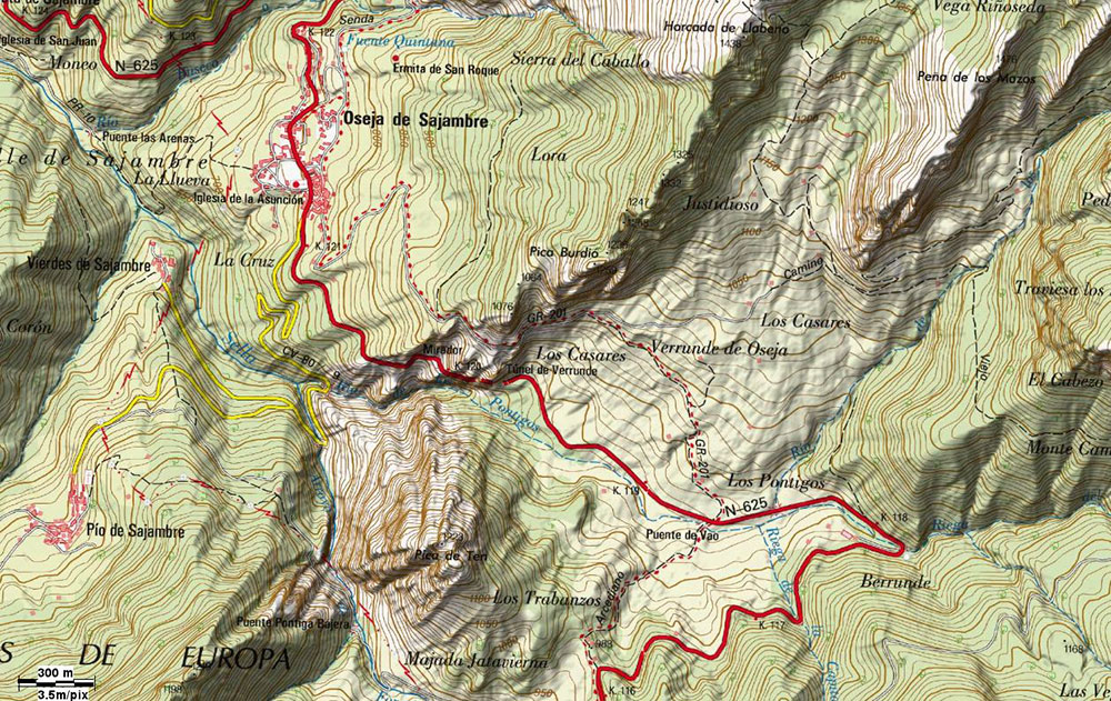 Mapa del Mirador de Oseja de Sajambre, León, España